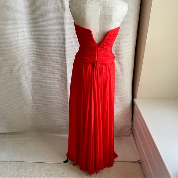 Formal Silk Corset NWOT Strapless Dress Red Cutout - Picture 7 of 8